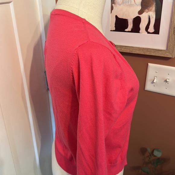 Boden Eldon berry sorbet cotton blend 6 cropped 3/4 sleeve button up cardigan - Picture 9 of 15